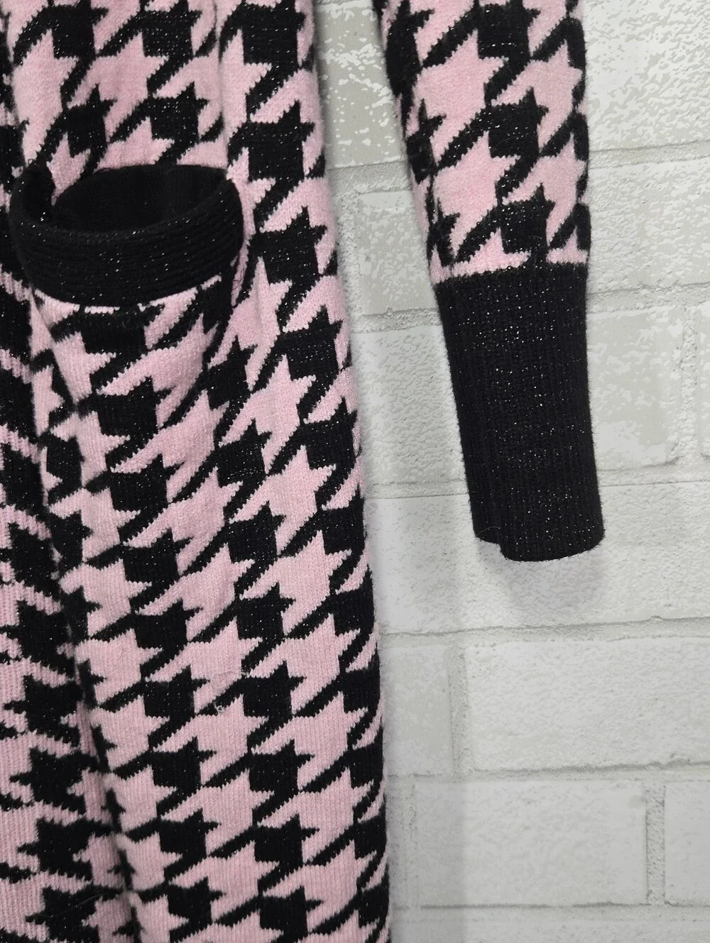 EXPRESS Metallic Houndstooth Print Duster Cardigan